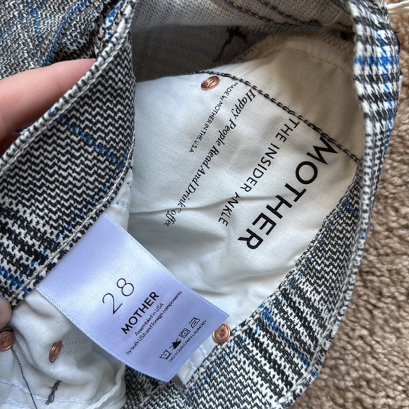NWT Mother Insider Ankle Plaid Striped Happy People Read and Drink Coffee Pants - Picture 4 of 11